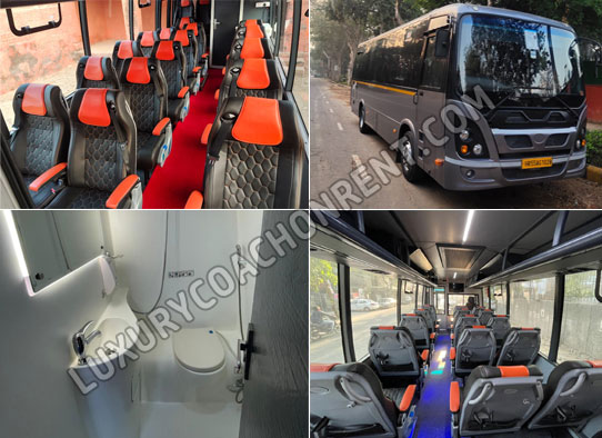 18 seater marcopolo imported mini coach with washroom hire in delhi