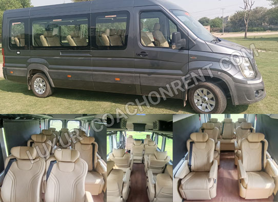 10 seater force urbania modified seats luxury van on rent in delhi