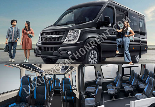 16 seater force urbania luxury mini van hire in delhi